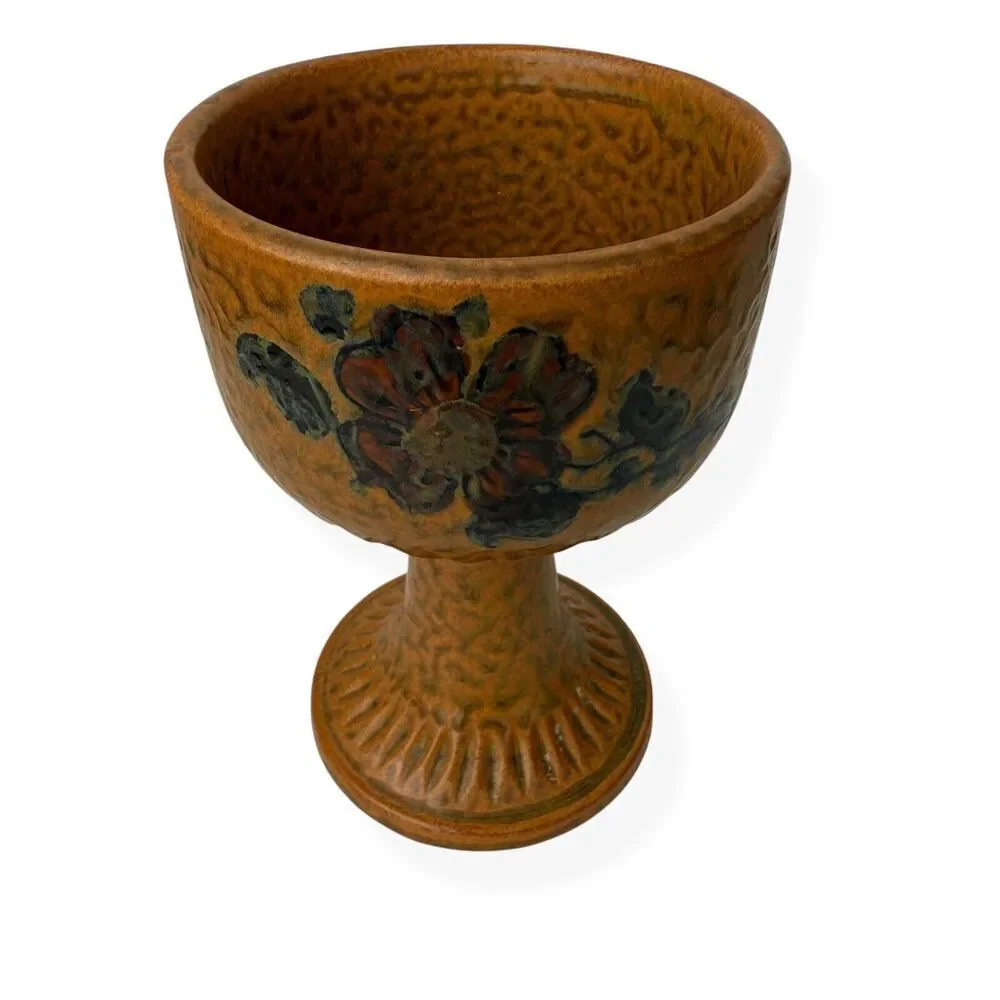 Goblet Vintage Ceramic Stoneware Wine Cup Floral Hand Made in Japan Pottery